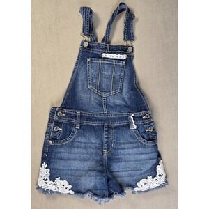 Jordache Girl's Denim Shortalls /‎ Overall Shorts Size (10-12) Grunge Boho